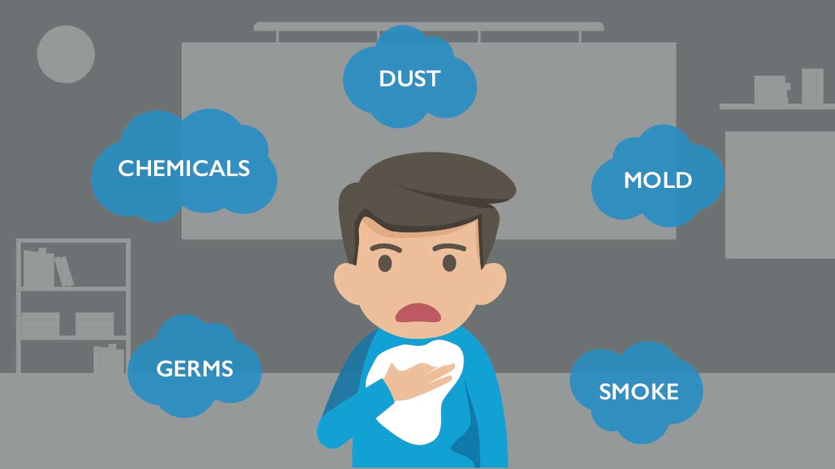 poor indoor air quality - germs, chemicals, dust, mold, smoke